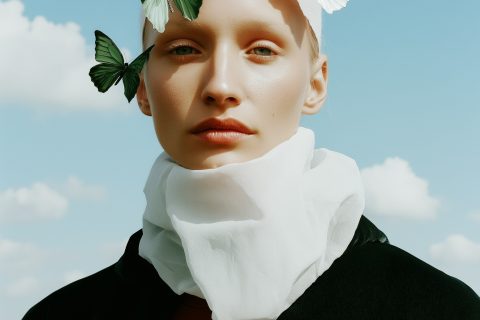 Serene Human with Butterflies